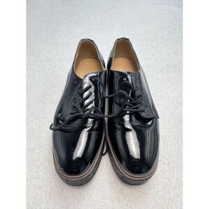 Madden Girl Written Platform Oxford Shoes Women's Size 8.5 Black Patent Lace Up